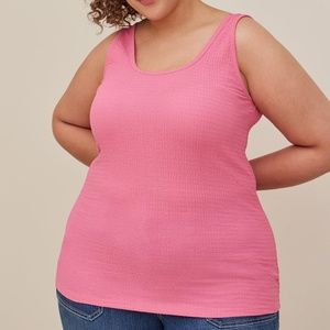 Torrid Size 2 Knit Smocked Double Scoop Neck Tank - Pink
